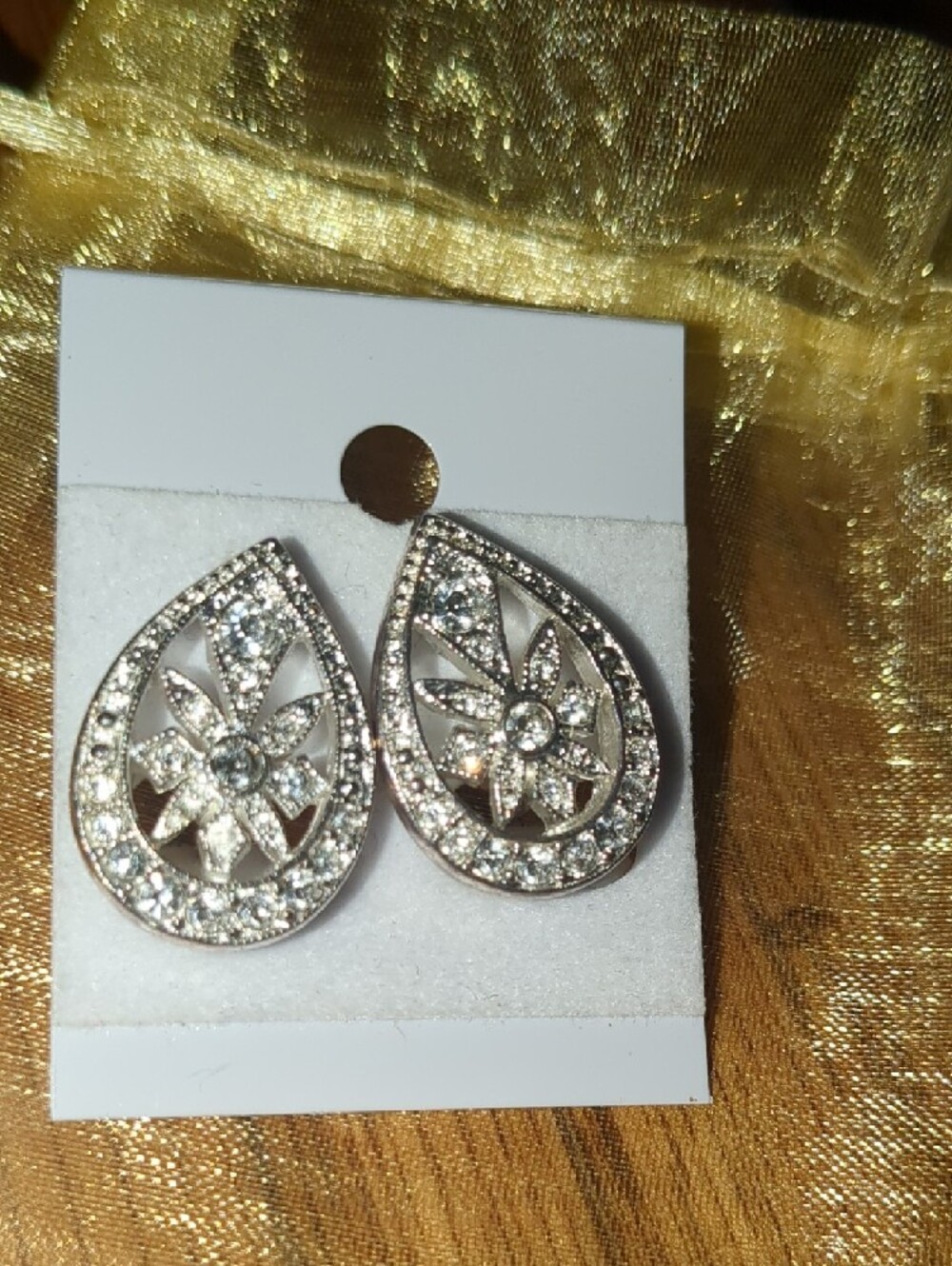 Napier Silver Teardrop Crystal Twist-On Earrings
